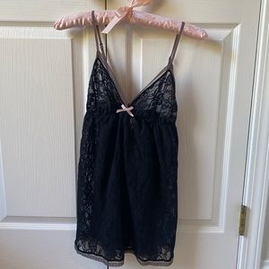 Black lace babydoll top and panties